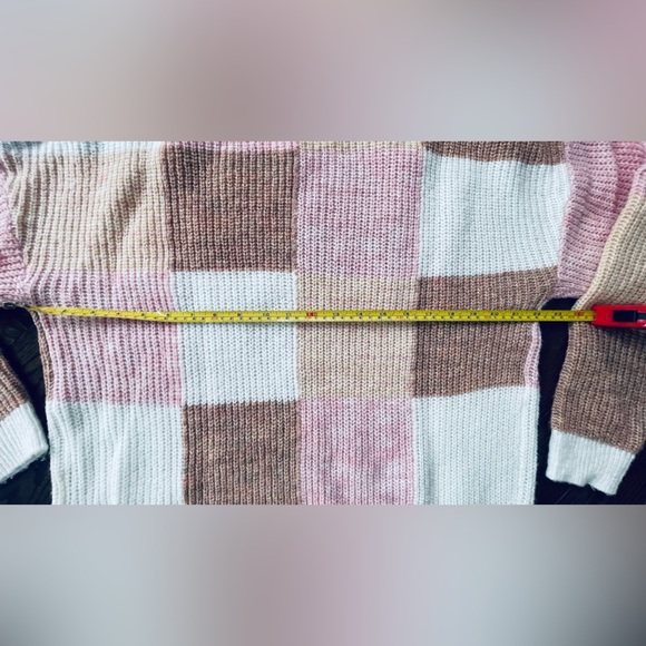 MINKPINK Patchwork Sweater - Pink, White, Tan - Picture 4 of 5